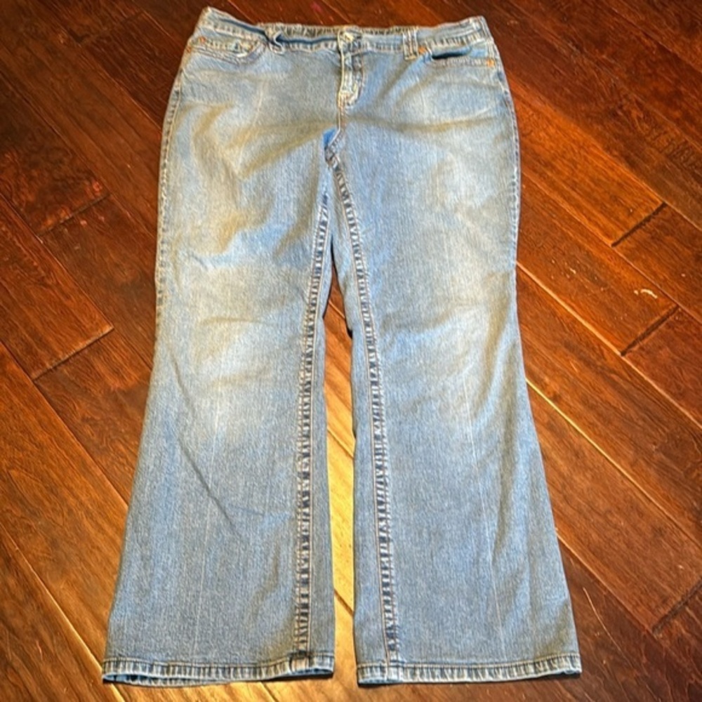 Motherhood maternity jeans elastic waist slight flare size XL medium wash cotton